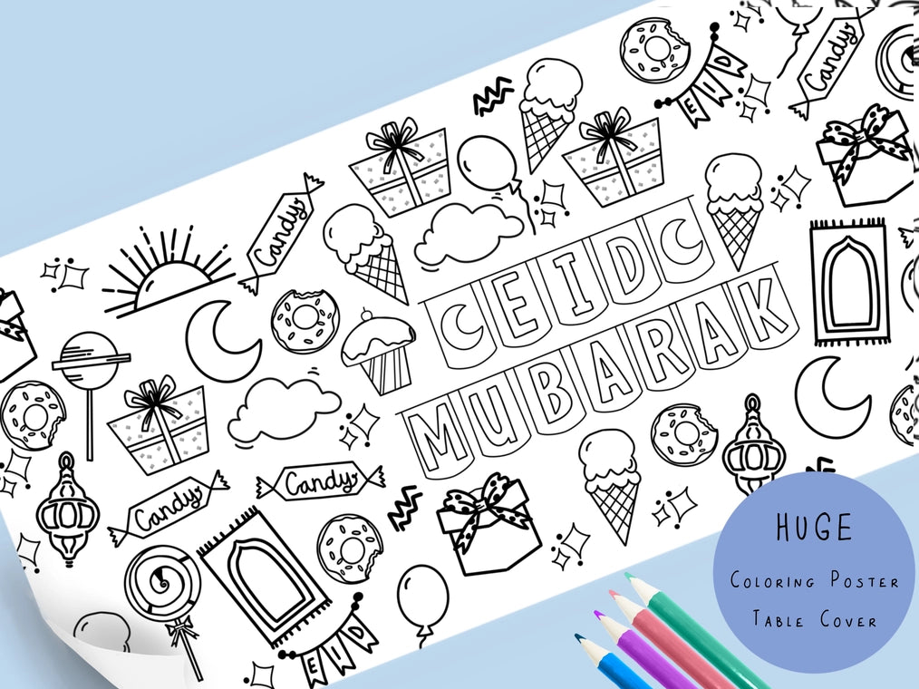 XL Coloring Poster / Table Cover for Ramdan and Eid