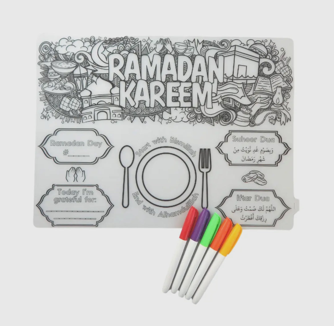 Reusable Coloring Silicone Placemat - Ramadan