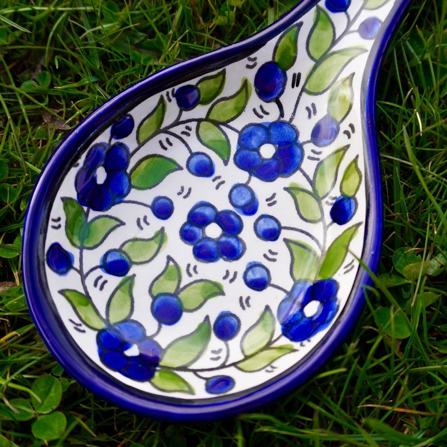 Blue-Green Floral Spoon Rest