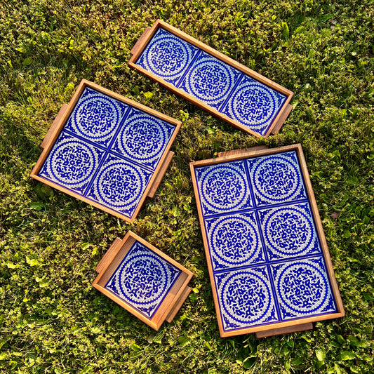 Blue Floral Trays