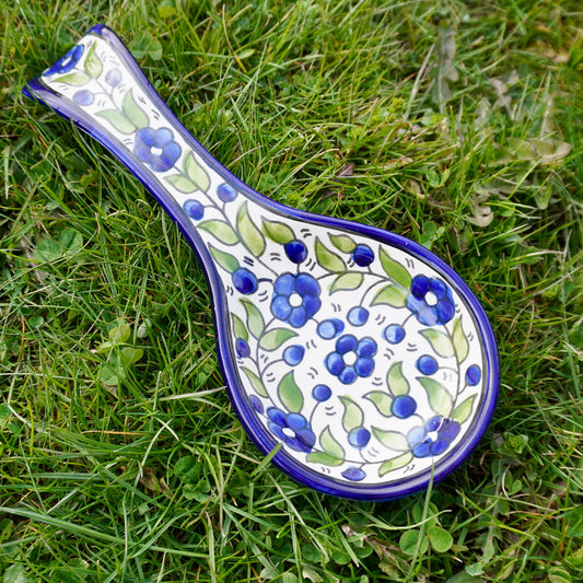 Blue-Green Floral Spoon Rest