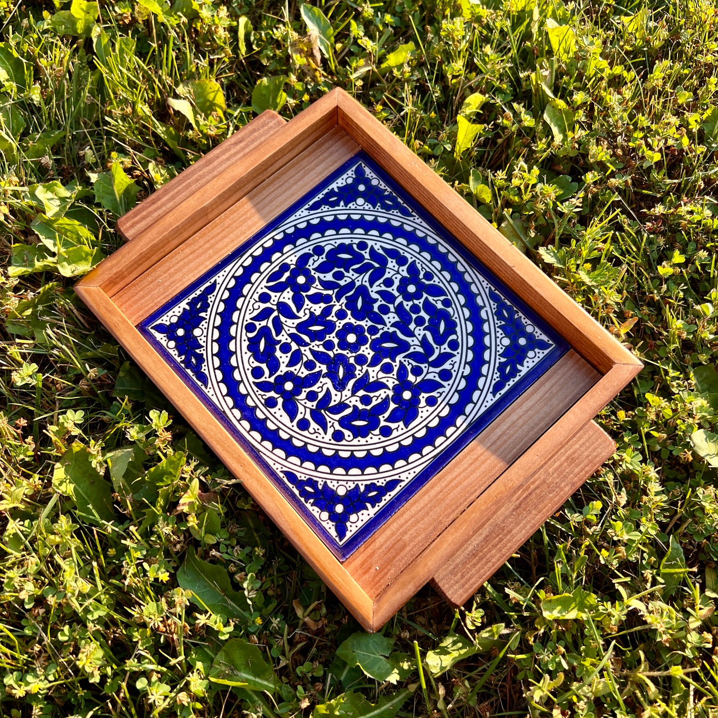 Blue Floral Trays