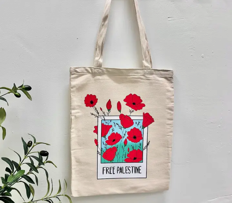 Free Palestine Poppy Tote